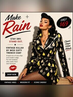Vintage Killah by Miss Sixty Trench Coat SZ S